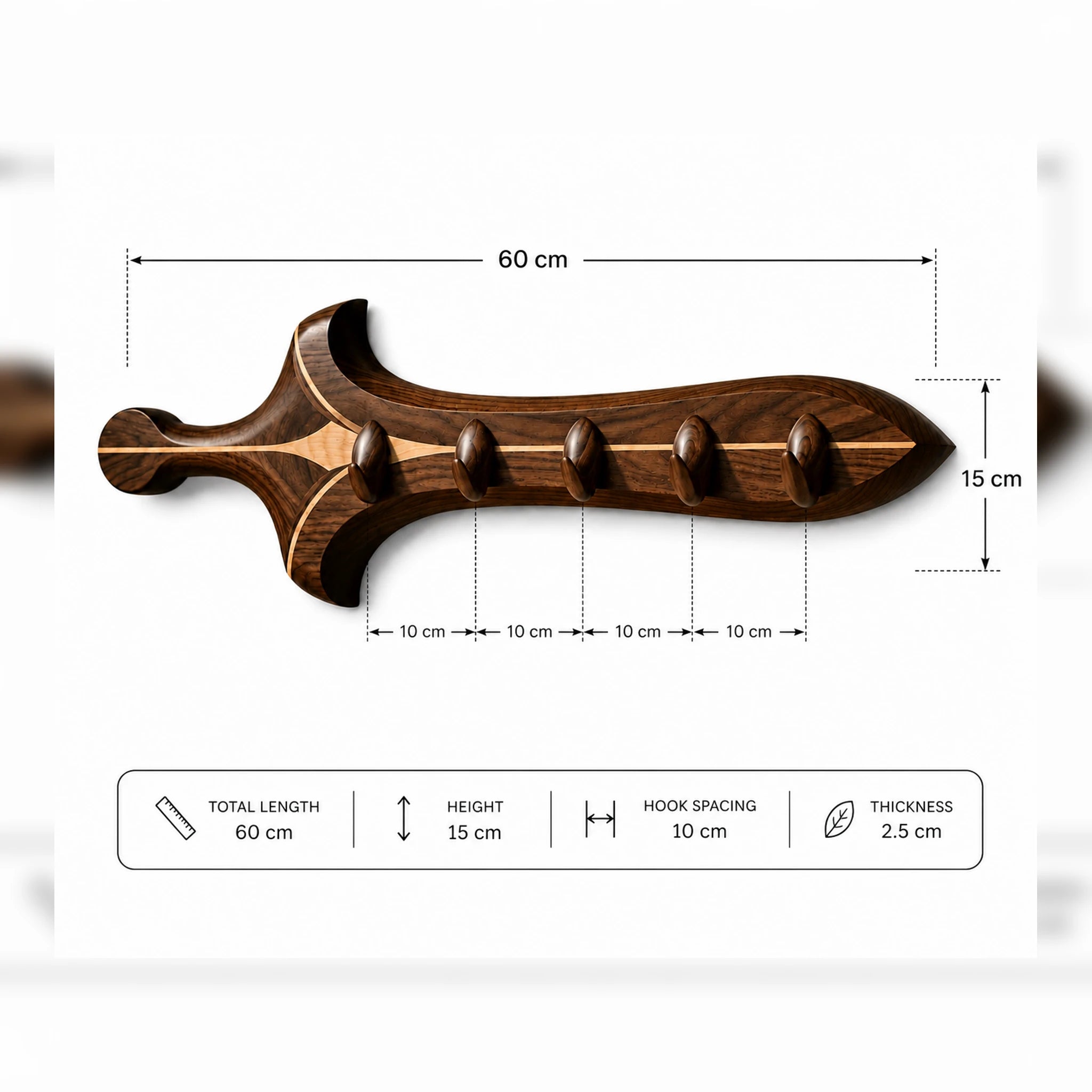 Wooden Sword Key Holder