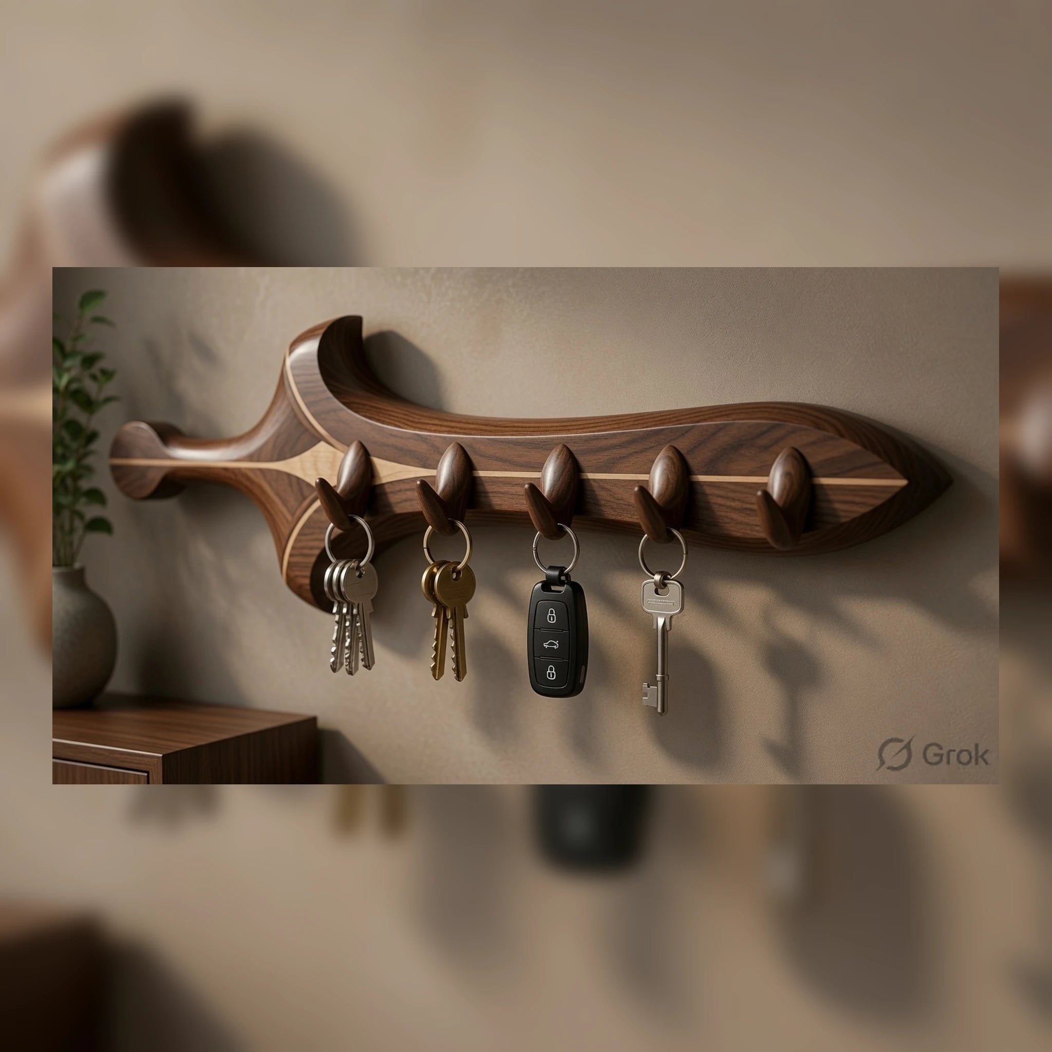 Wooden Sword Key Holder